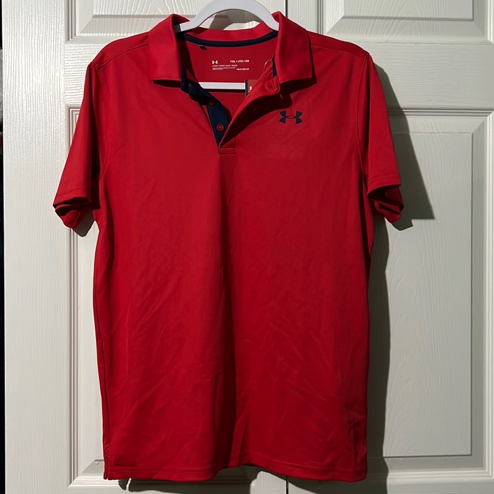 NWT! Boys Under Armour YXL Red Polo.